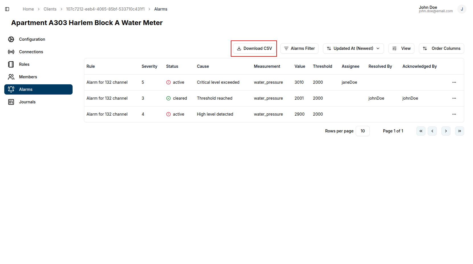 Download CSV